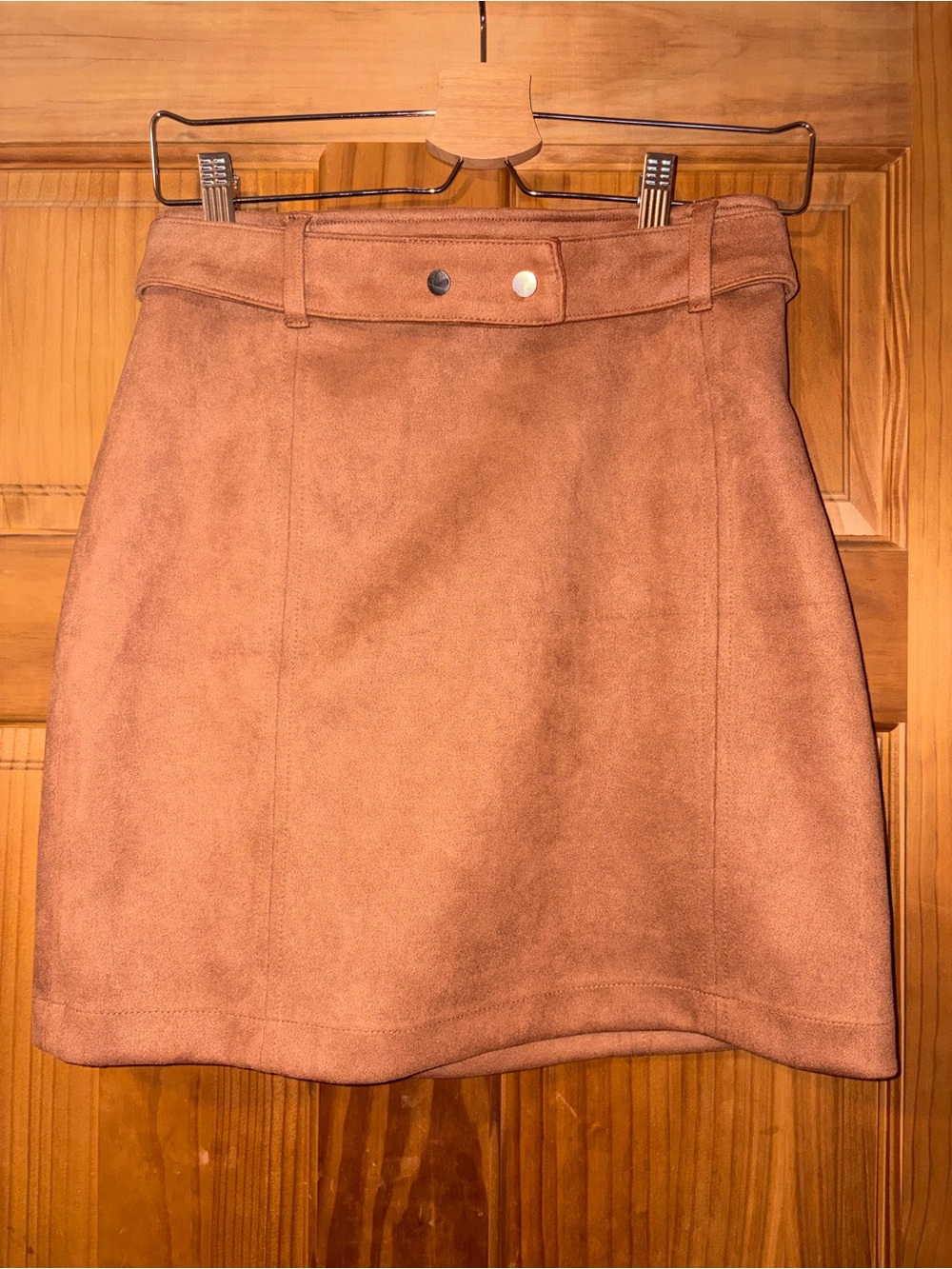 Haute Monde Mini Skirt in Warm Tan Faux Suede